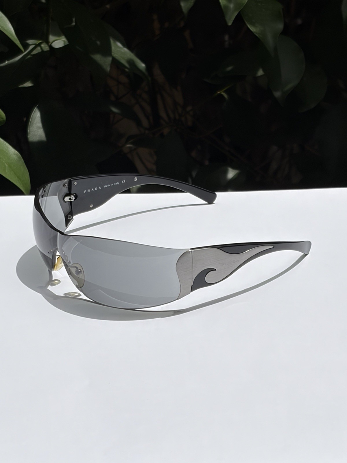 PRADA Sunglasses SPR 58F Flame Star Wrap Star Rimless Luna Rossa Y2k