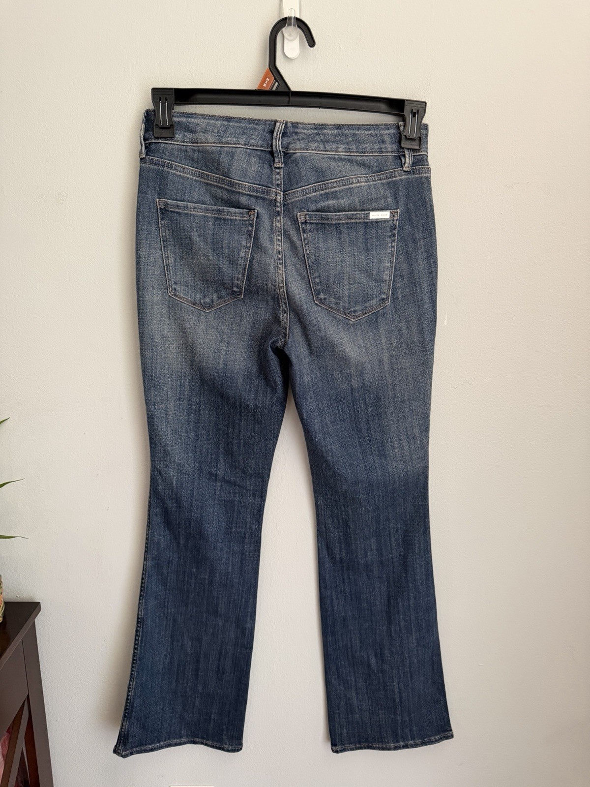 White House Black Market High Rise Embellished Skinny Flare Jeans Dark Blue 4S