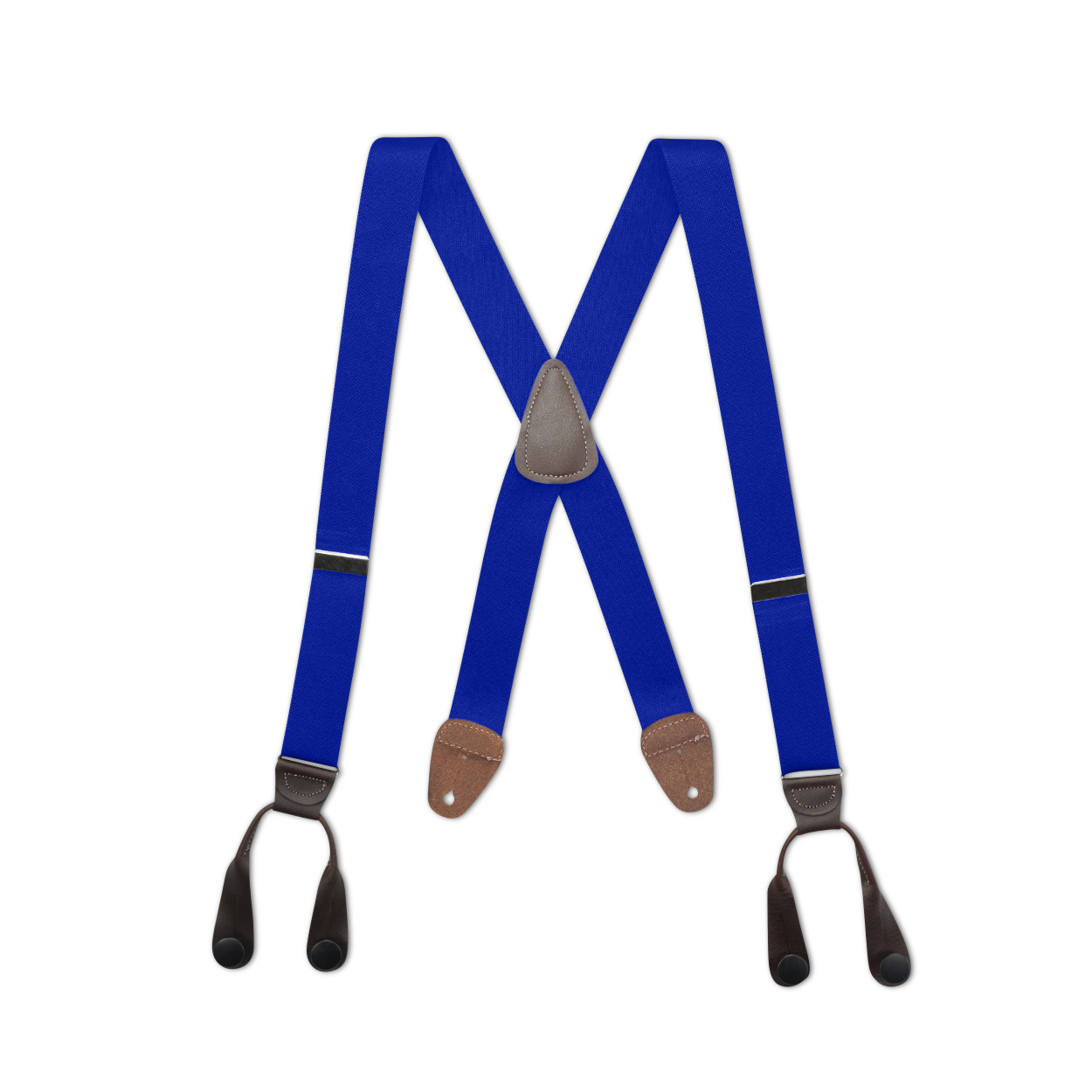 Men’s X Style Button On Suspenders in 1 1/4″ with Leather, USA Made