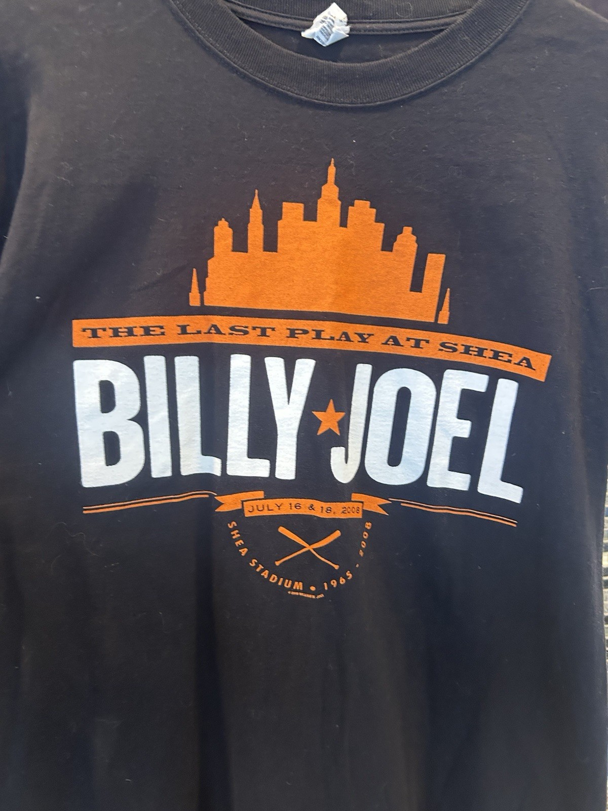 Billy Joel The Last Play At Shea 2008 T Shirt Adult Size Large Mets Black
