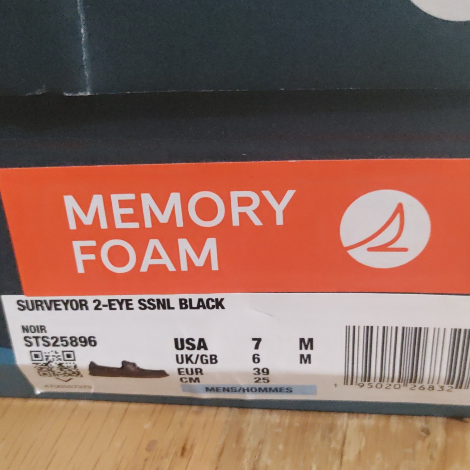 Sperry Surveyor 2-Eye Men’s Black Boat Shoes US 7 M Memory Foam STS25896