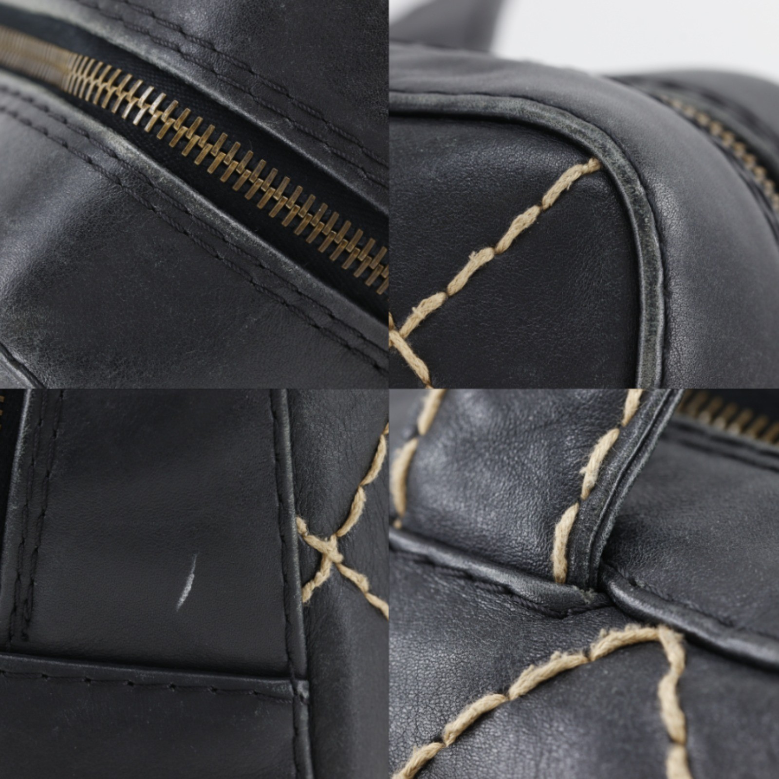 CHANEL Wild stitch Handbag COCO Mark black Calfskin Women
