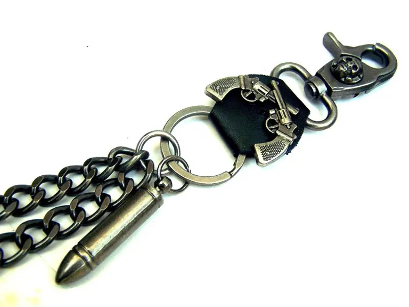 Hip hop punk horns skull metal casual wild pants chain wallet chain key chain.