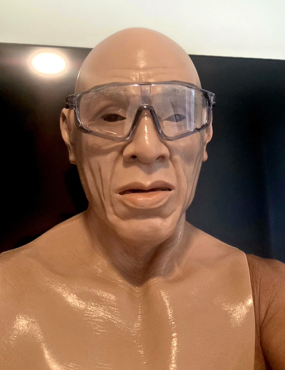Realistic Silicone Mask Man Full Face Head Mask With GLASSES ( As Shown)