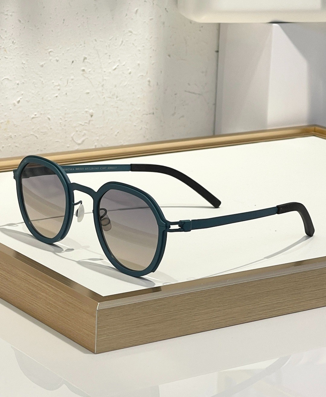 MYKITA x RIMOWA Heritage MR001 Round Sunglasses Matte Teal Grey Gradient Lens