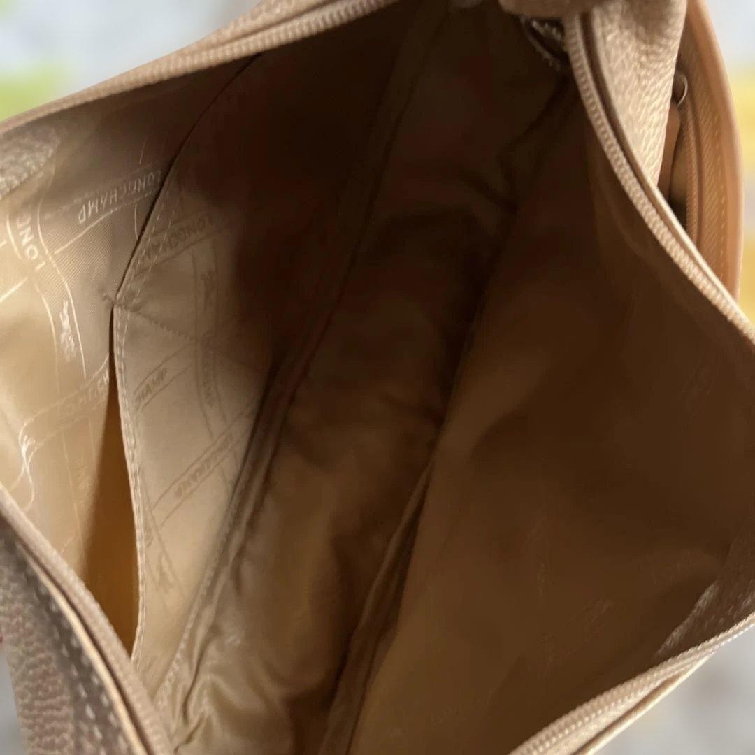Longchamp Leather Shoulder Bag, Beige