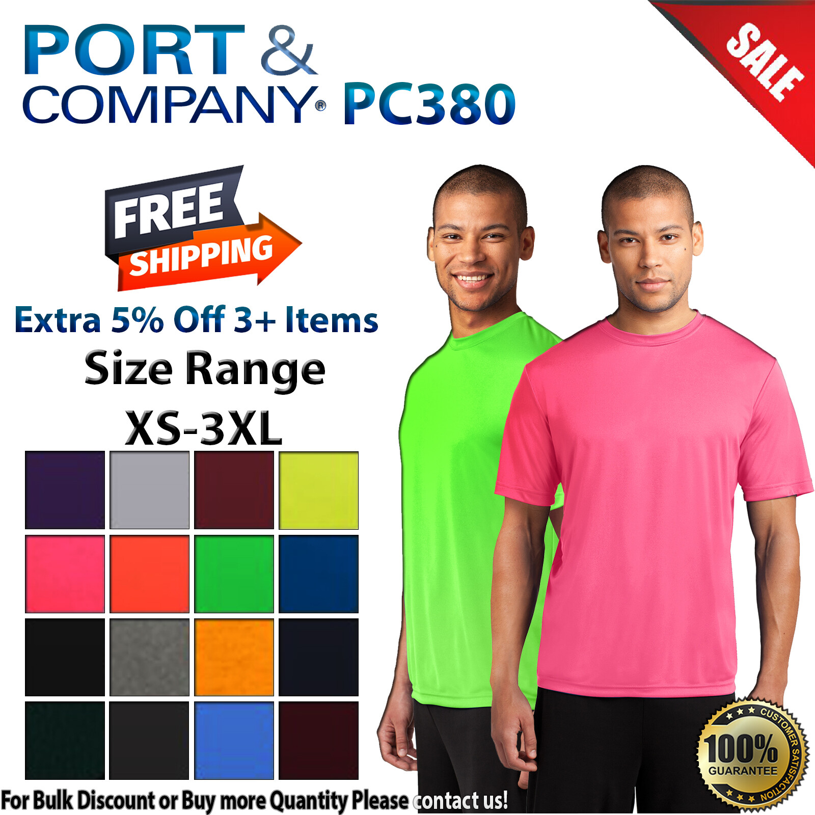 Port & Company PC380 Mens Short Sleeve Dri Fit Performance Crew Neck T-Shirt