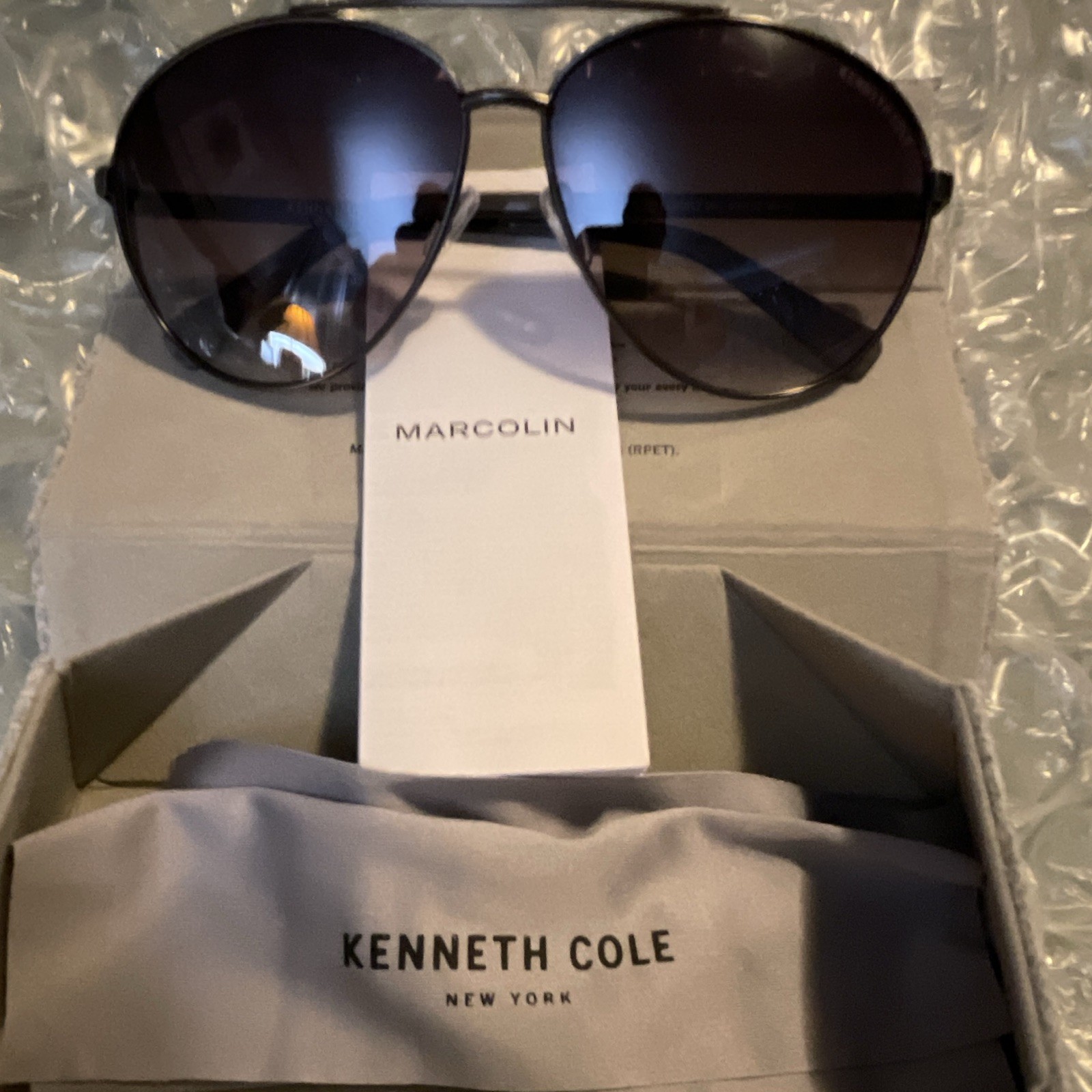 Kenneth Cole KC00033 Women’s Aviator Sunglasses Black Metal Frame UV400 140mm