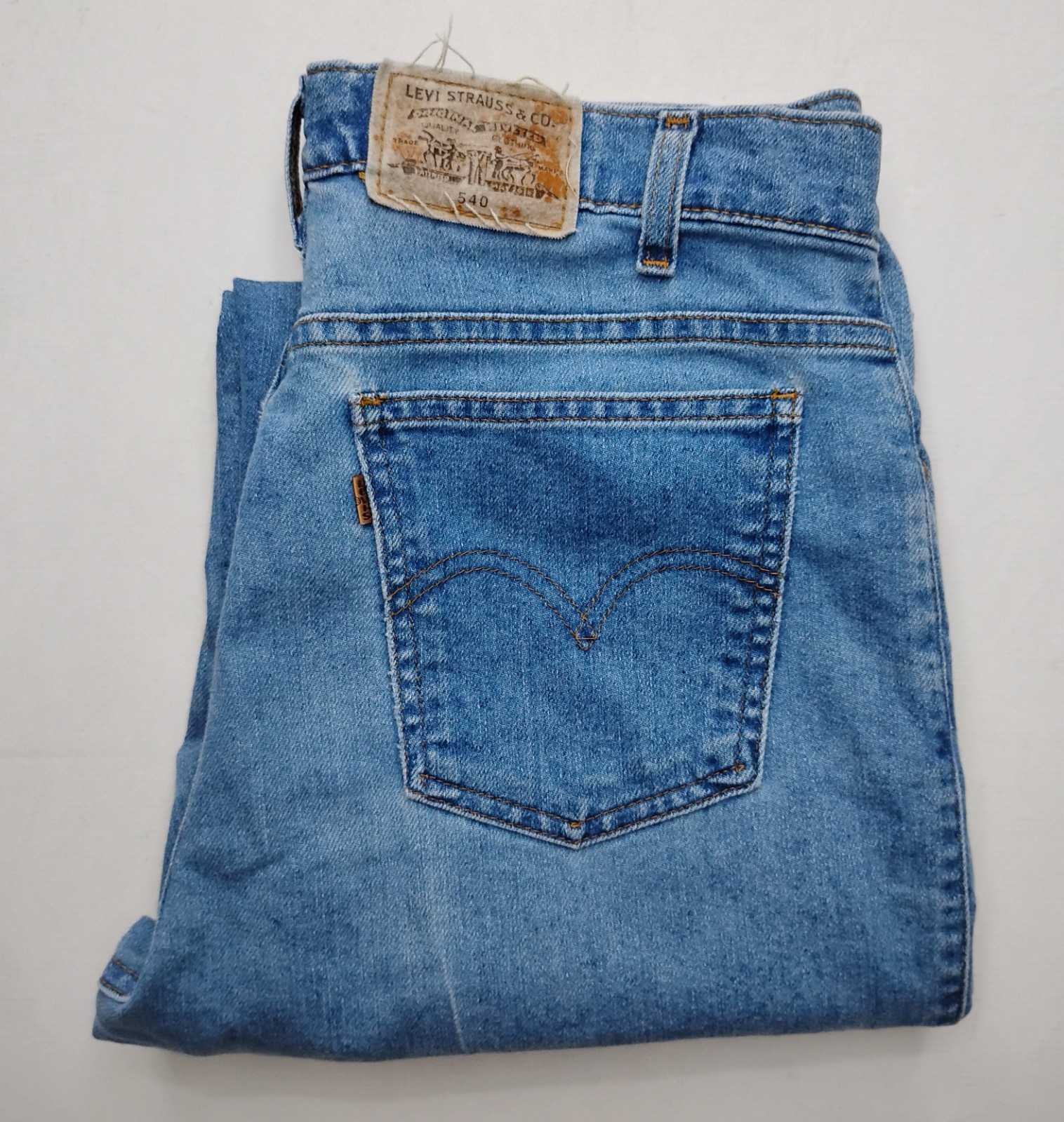 Levi’s 540 Brown Tab 34×34 Vintage 90s Relaxed Fit Blue Denim Mexico Jeans 1994