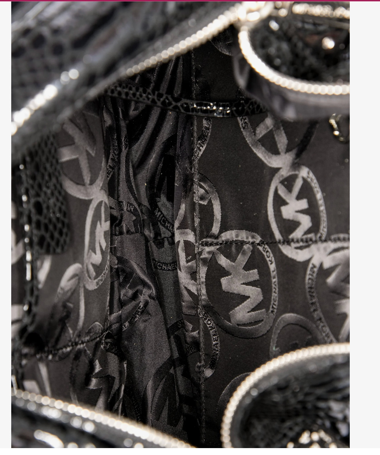AUTHENTIC Michael Kors black Snakeskin Embossed Leather Fulton Hobo Silver Logo