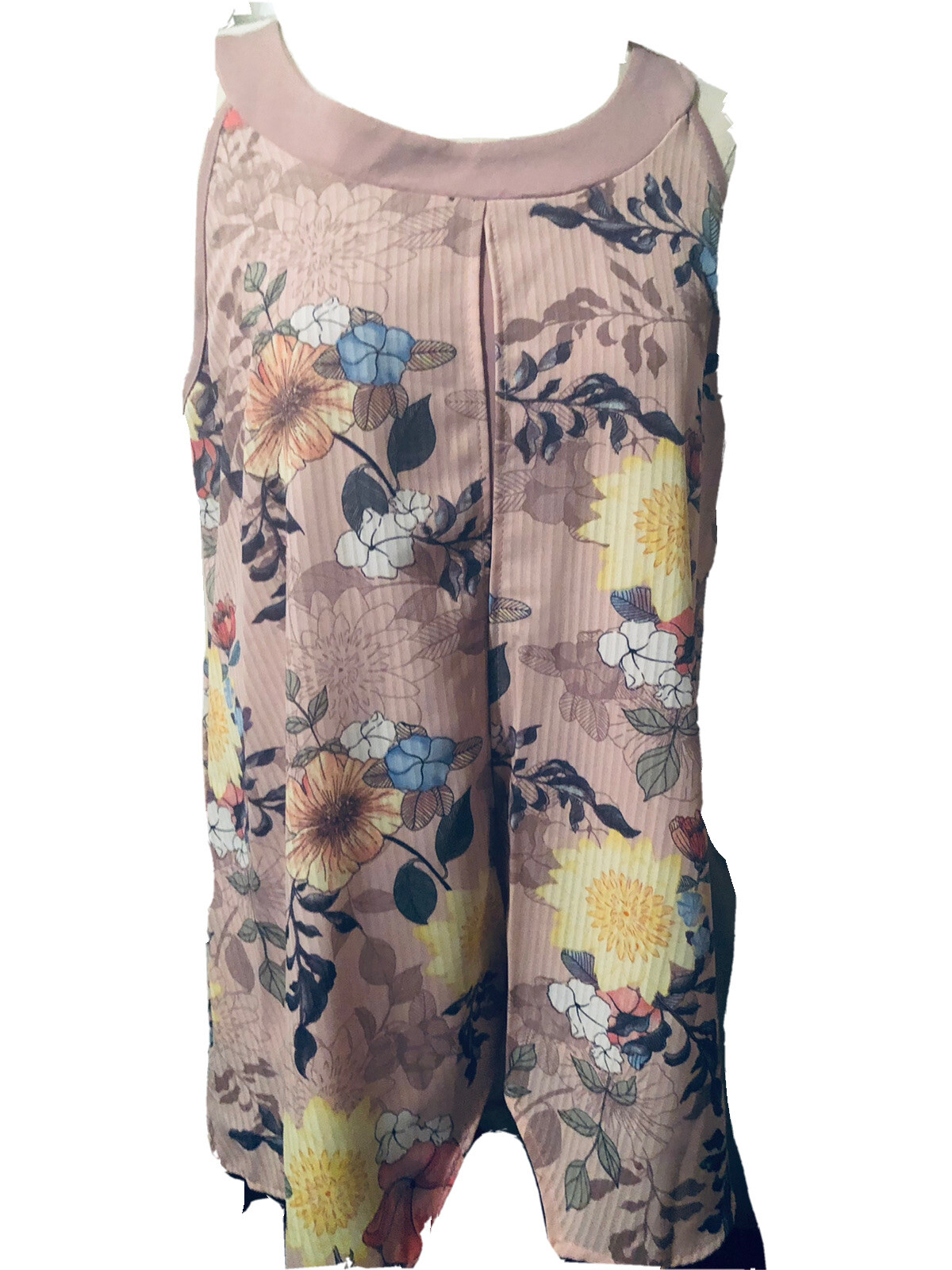 Vision Boutique Mauve Women Floral multicolored tank lined top sz Medium