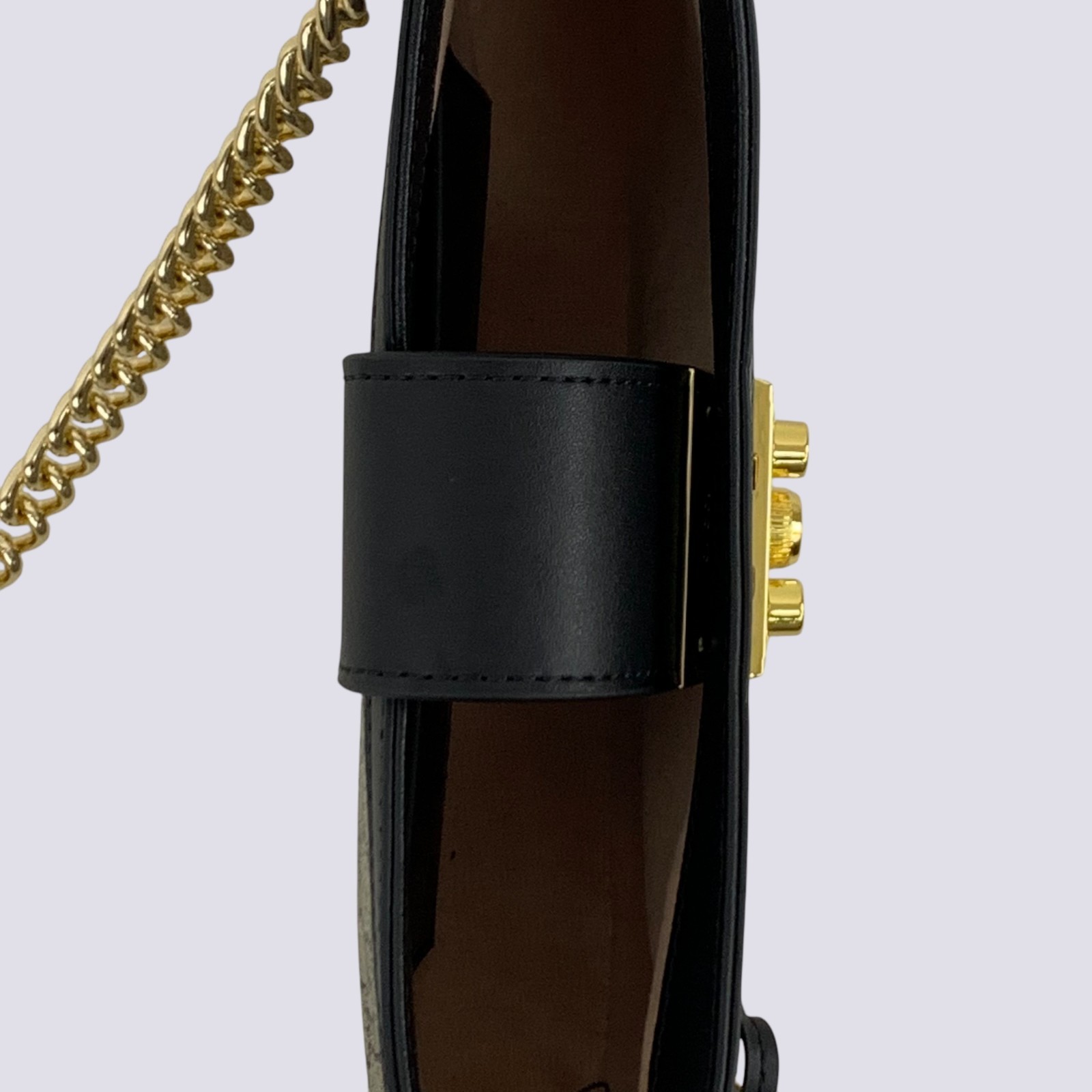 Gucci GG Monogram Padlock Small Shoulder Bag Black Leather 811705