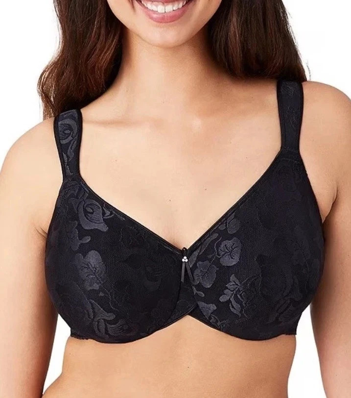 Wacoal 85567 Awareness Underwire Bra 32DD Black Full Coverage $72 NWOT