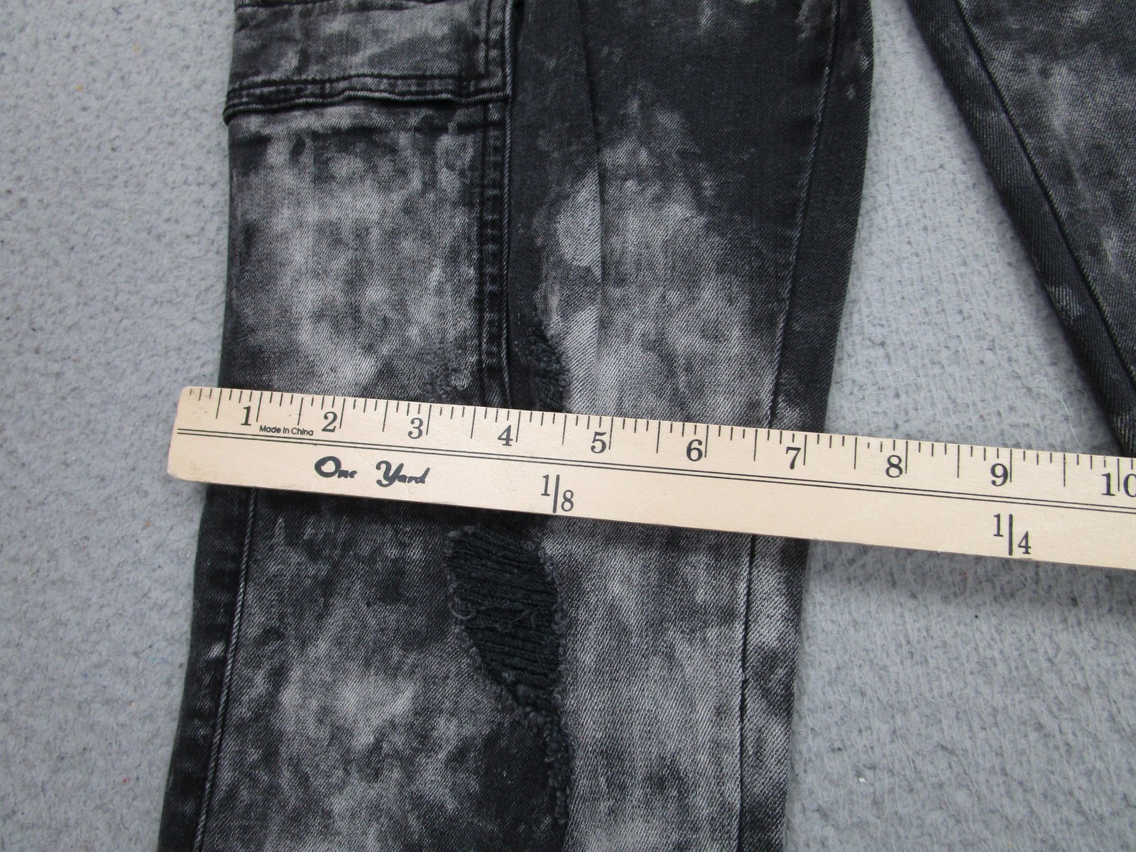 Guess Jeans Mens 30 Black Gray Acid Wash Cargo Skinny Moto Zipper Distressed