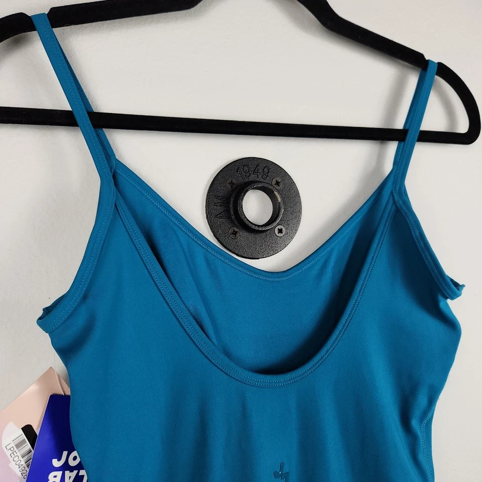 JoyLab Women’s Corset Bodysuit Leotard Stretch Jersey U-Neckline Teal Blue XS