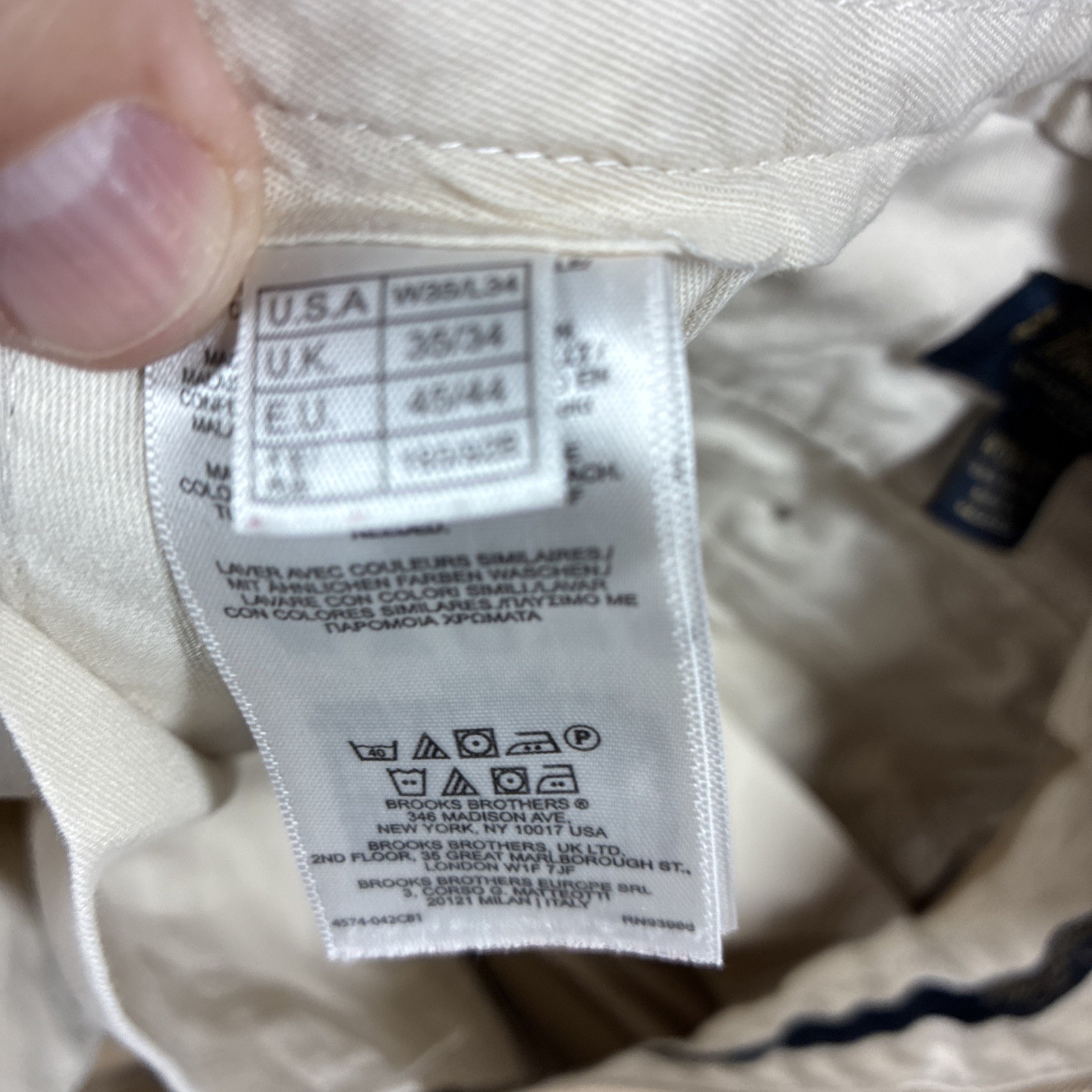 Brooks Brothers Clark Advantage Flat Front Tan Cotton Chino Pants 35X34 Preppy