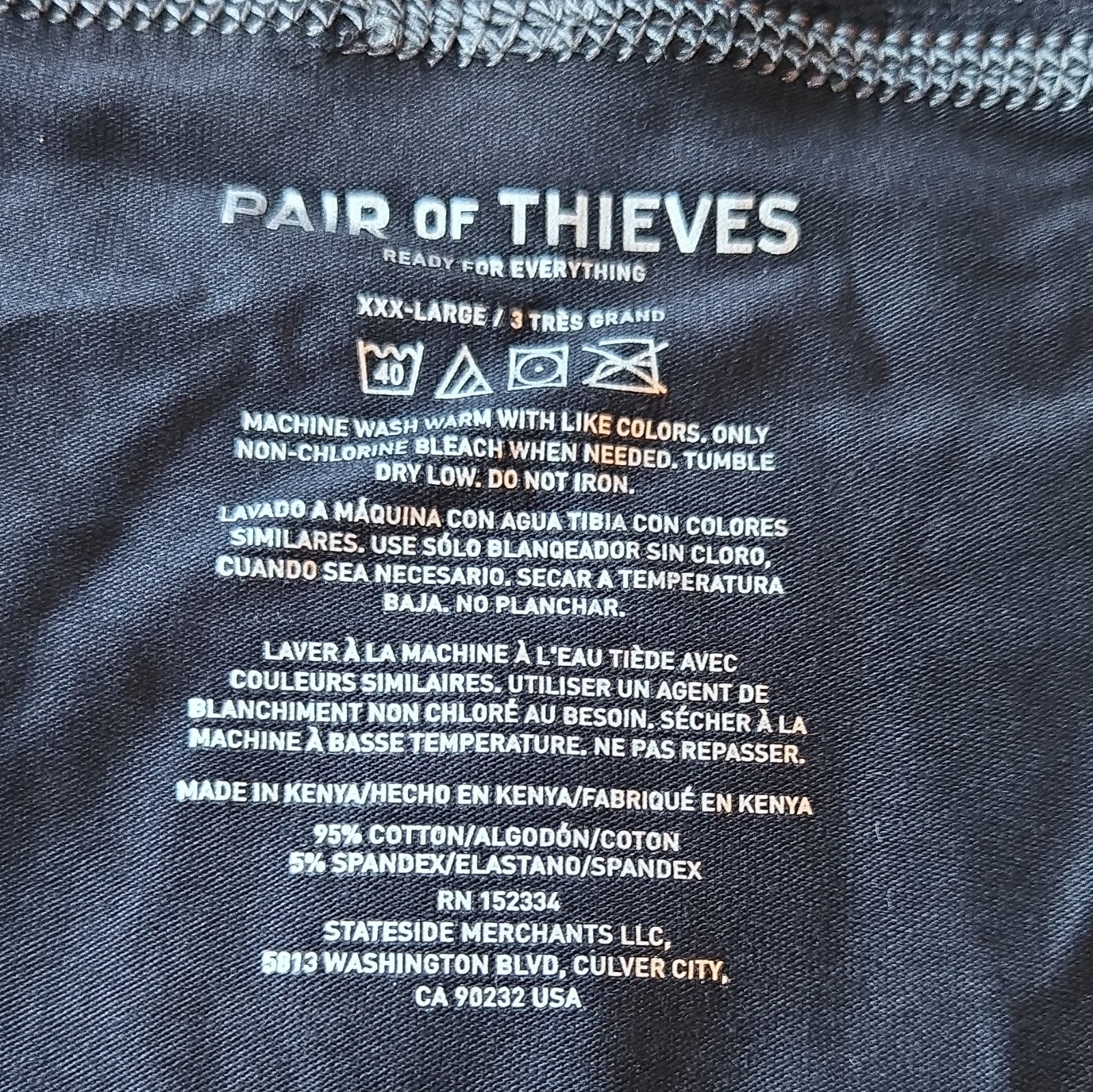 Pair of Thieves Men’s Solid Black Boxer Brief Underwear 3XL Cotton/Spandex