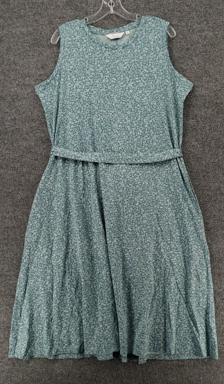 Encore Idina Menzel Dress Womens PXL Blue Easy Jersey Tee Midi Sheath Floral