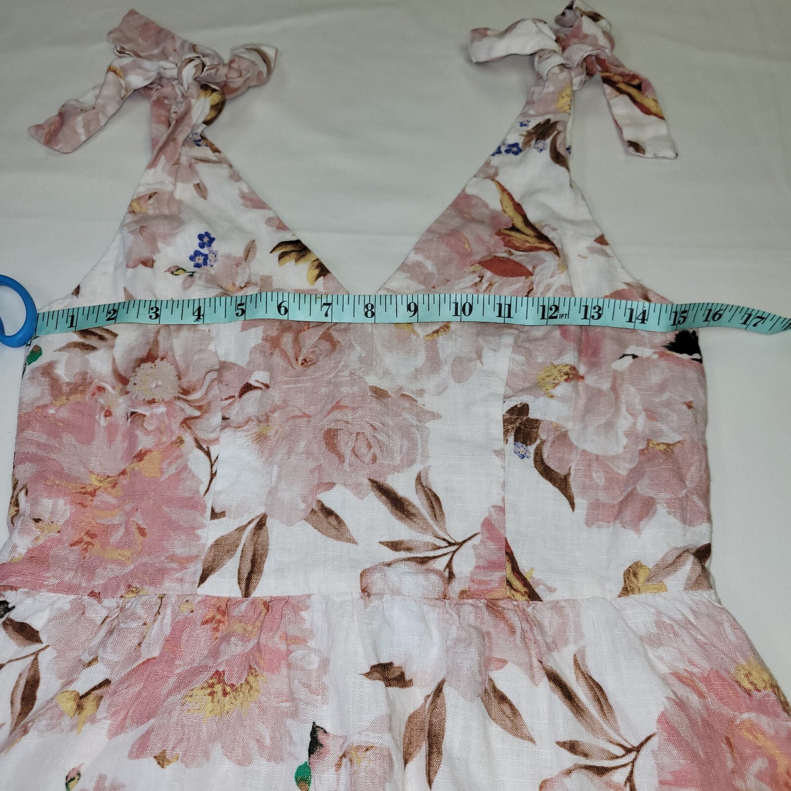 Express womans top floral sleevless tie staps ruffle zipper