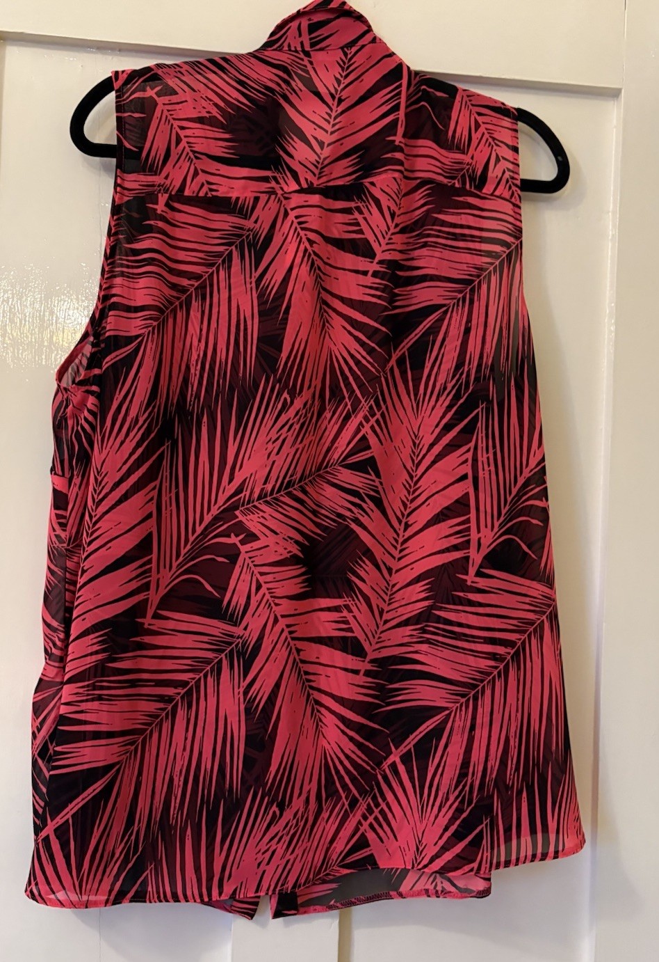 Roman Pink Mix Tropical Print Semi Sheer Chiffon Sleeveless Blouse Shirt UK22