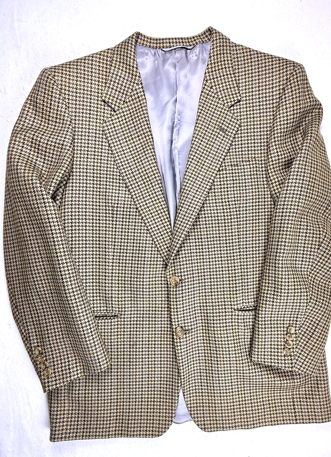 Hickey Freeman brown hounds tooth Blazer 44R Classic Designer Business wool