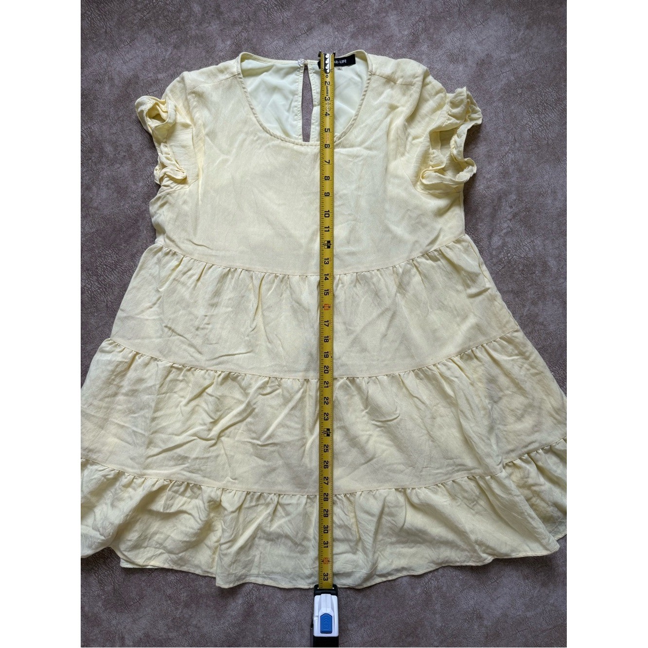 Sugar Lips Yellow Babydoll Mini Dress Tiered Ruffle Cottagecore Size Large