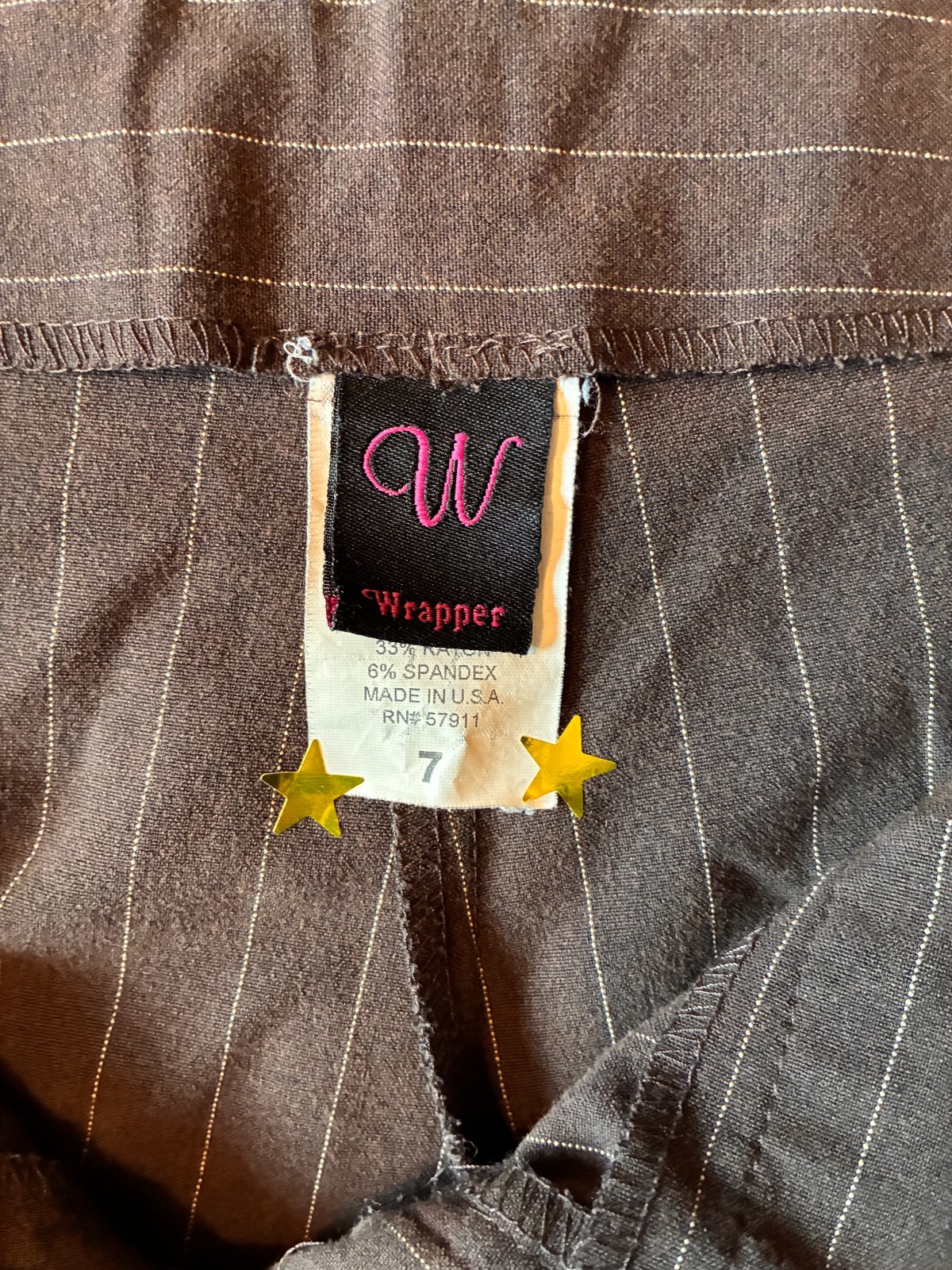 Y2K Made in USA Wrapper Pinstripe Capri Pants Womens 7 Brown Corporate Office