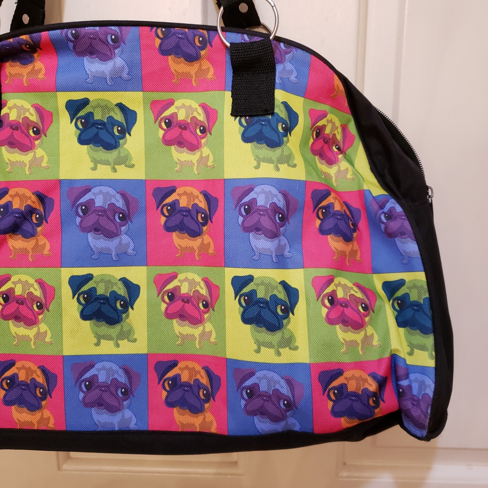 Warhol Style Pop Art Pug Dog Graphic Tote Bag 19 x 1 1 x 5 Double Handle