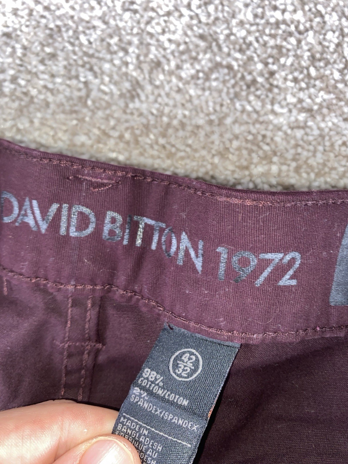 Buffalo David Bitton Jeans Ash X Slim Stretch Cotton 42×32 Maroon NWT MSRP $109
