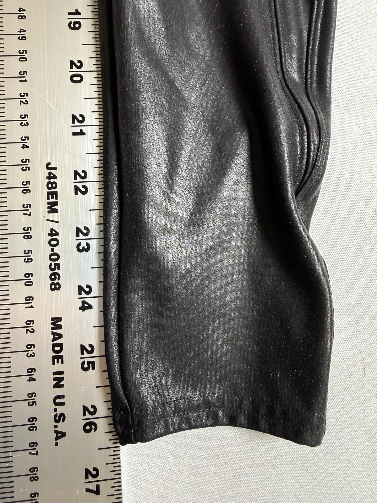 Spanx Faux Biack Leather Woman’s Large Leggings Classic Front Zippers Skinny
