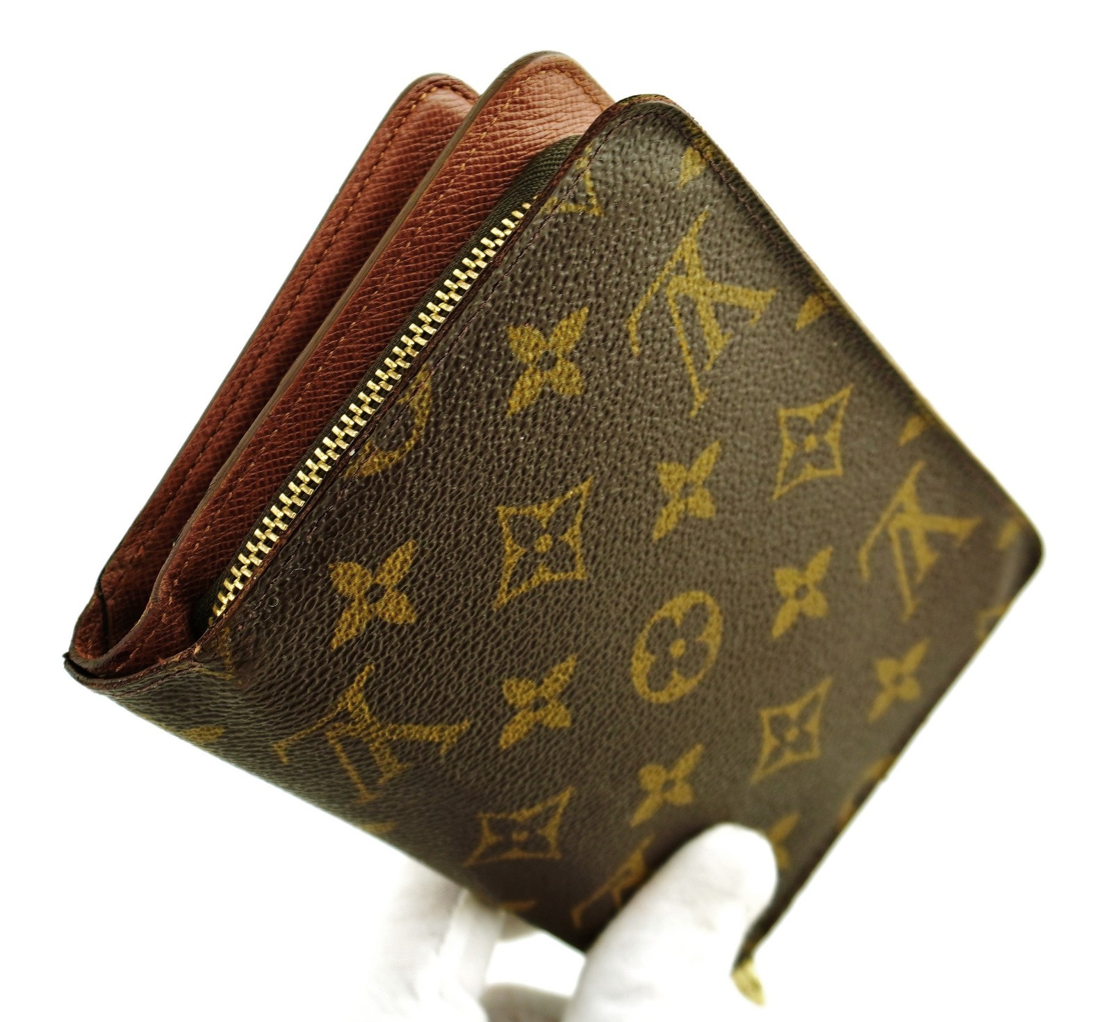 Authentic LOUIS VUITTON LV Monogram Canvas Leather Zippy Passport Clutch Wallet