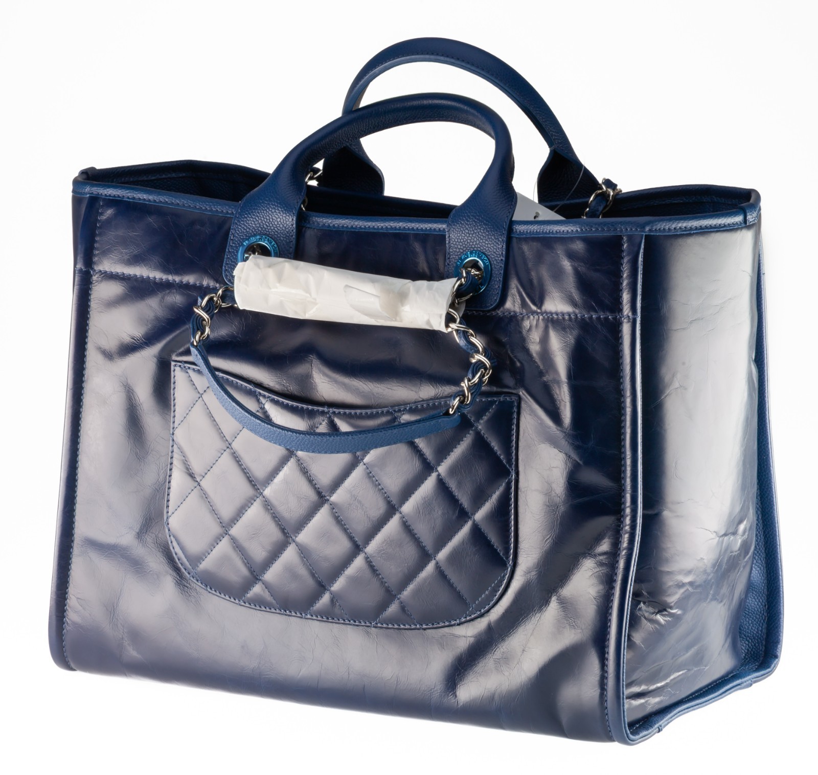 Chanel Deauville Large Navy Blue Caviar Leather Shopping Tote 16P A93258