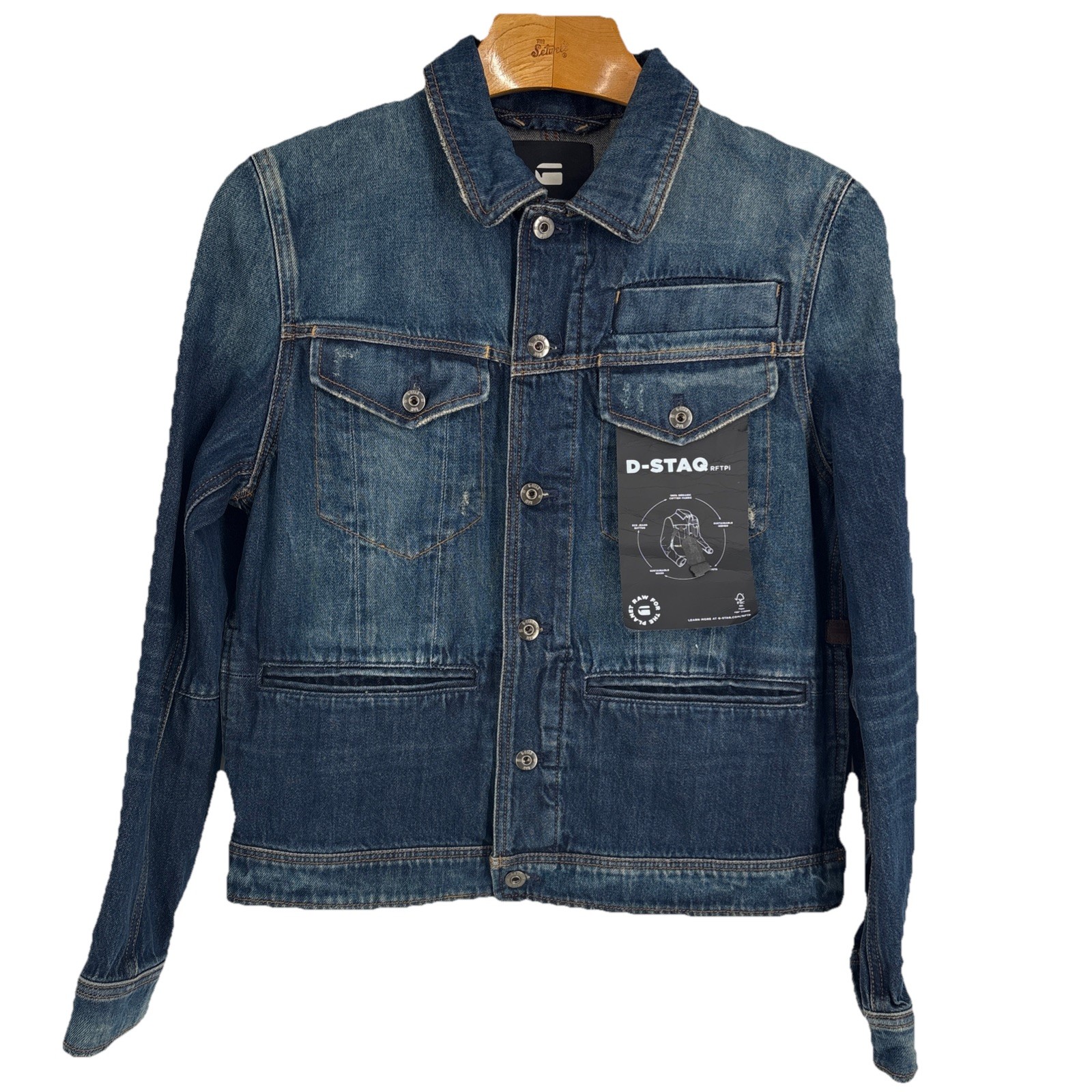 G Star Raw Mens D Staq Jean Jacket Medium Distressed Classic Cowboy Streetwear