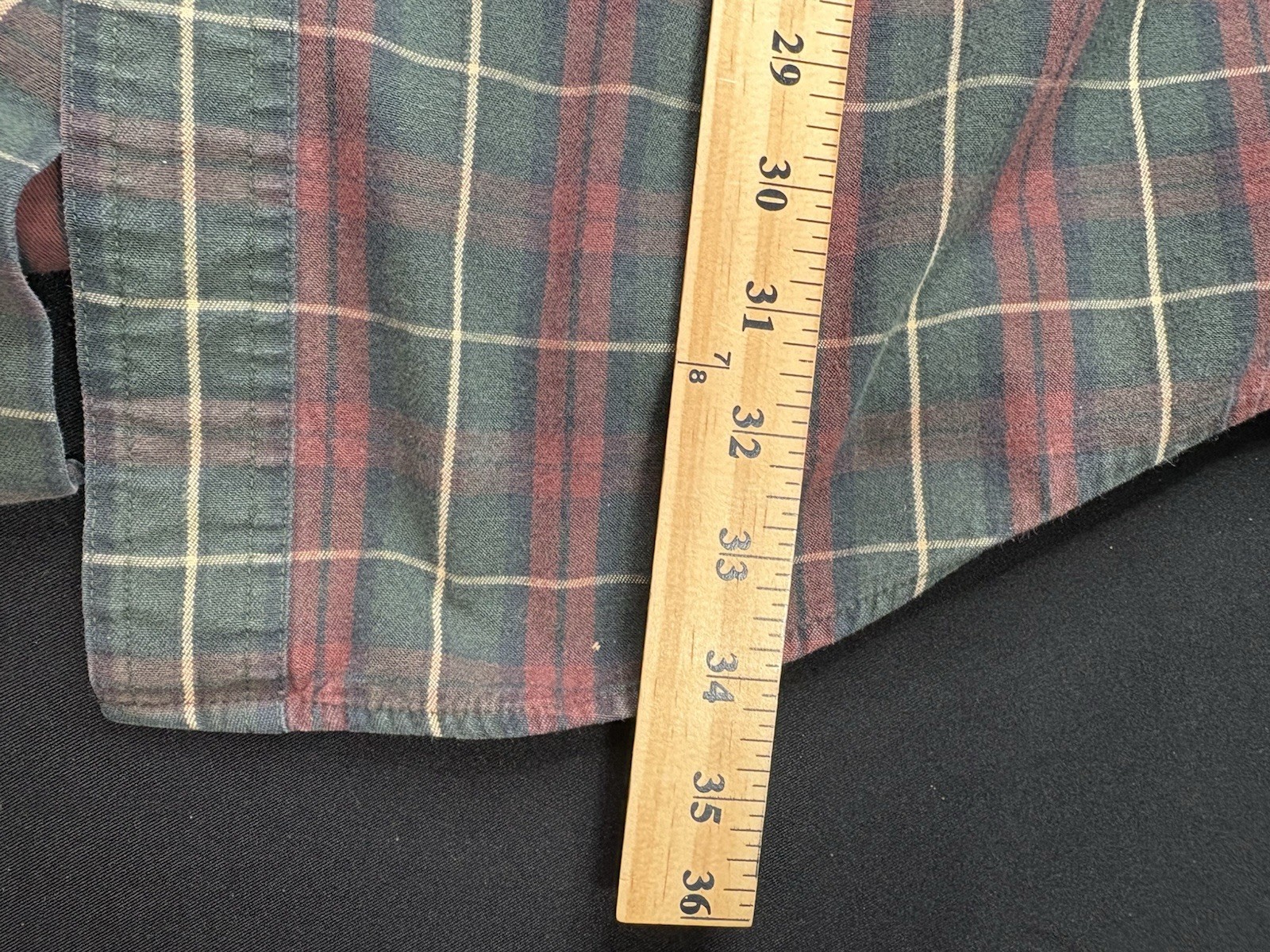 LL Bean Shirt Men’s XXL-Tall Plaid Elbow Patches Red Green Button Up