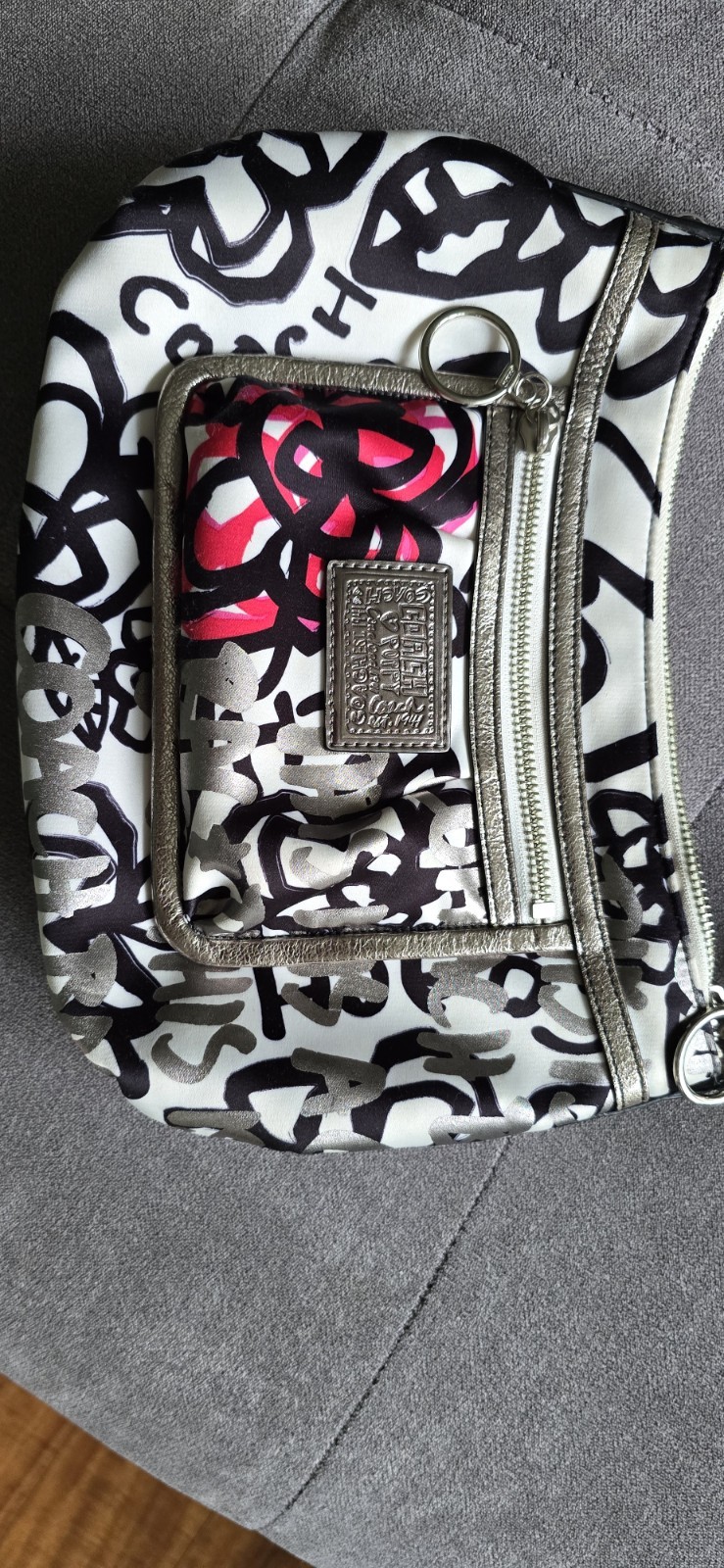 Coach Metallic Graffiti Poppy shoulder bag w/ crossbody Strap