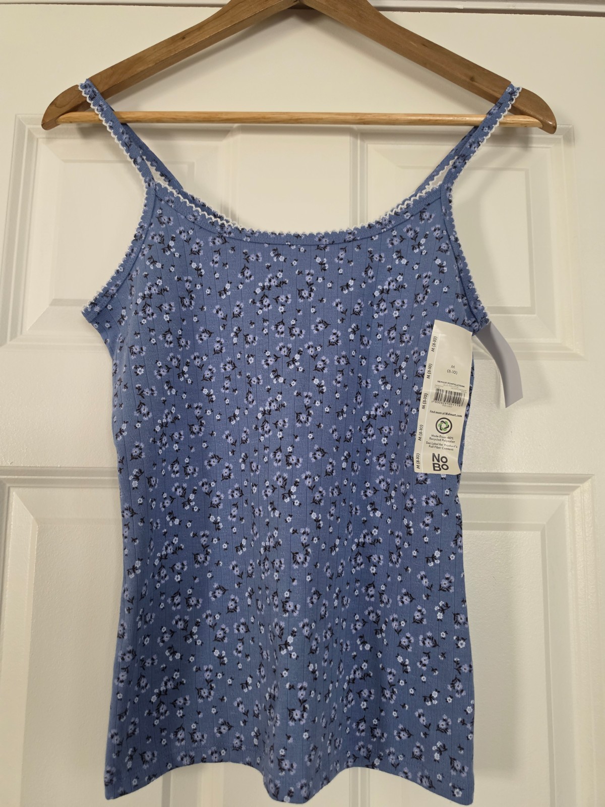 NWT – Pointelle Strapped Tank Top — Ditsy Floral Print and picot trim