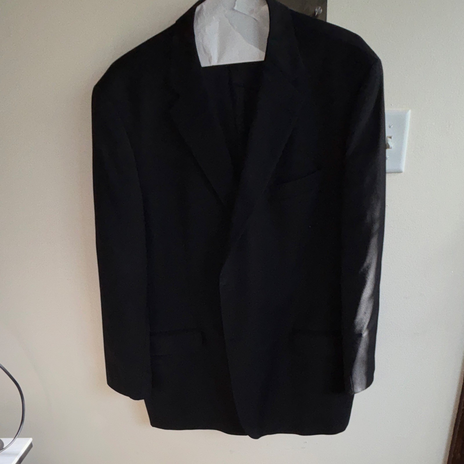 Joseph Abboud Black Wool Worsted Suit Jacket 50L Single-Breasted 2-Button USA
