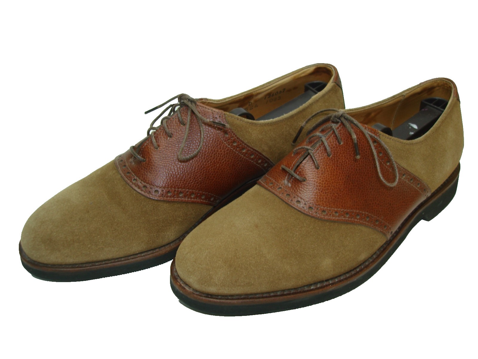 Men’s 8.5 D COLE HAAN Brown Suede Leather Saddle Oxford Shoes US MADE Vibram