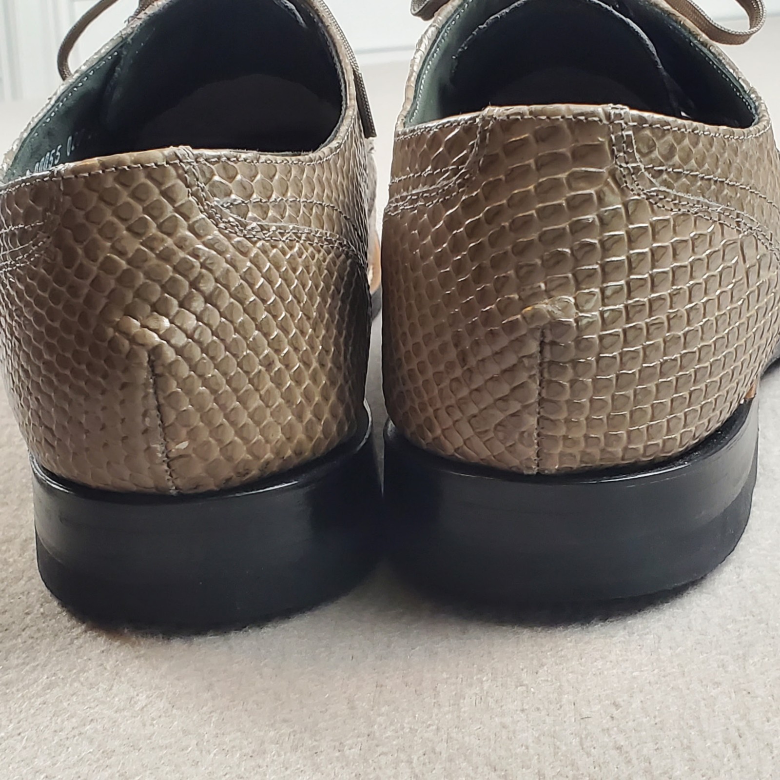 Stacy Adams Men’s Madison Gray Anaconda Leather Snakeskin Print Oxford Size 12 D