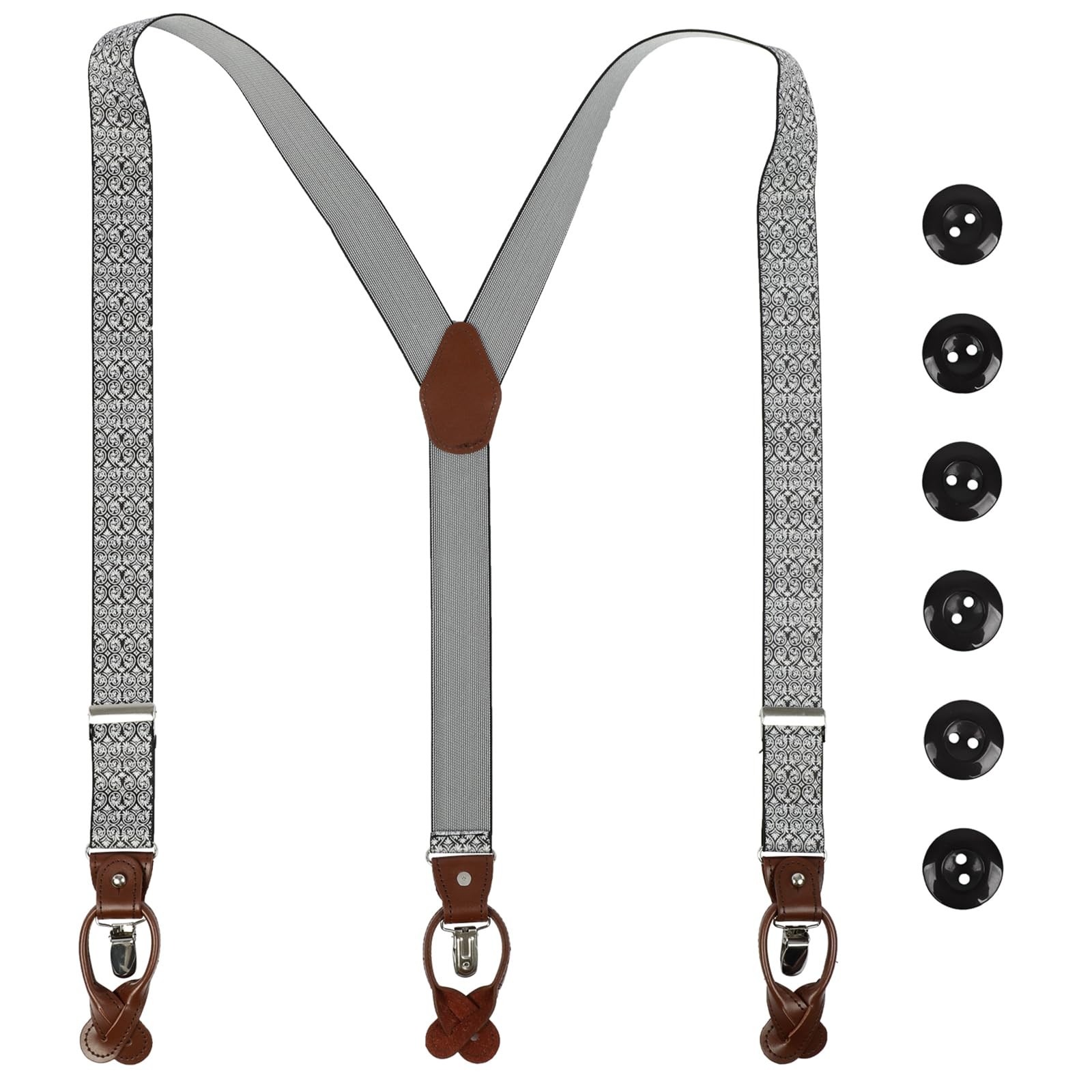 Men Suspenders Adjustable,1.4 Inch Wide Heavy Duty Y-Back Elastic Tuxedo Elas…