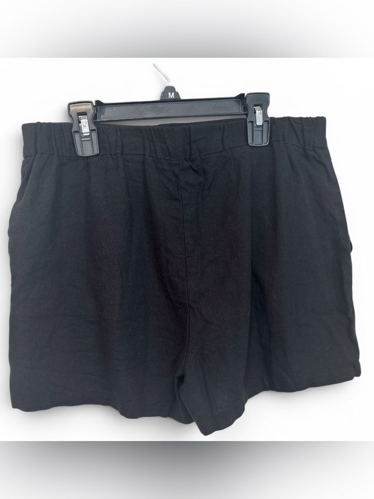 Ambiance Apparel Black Linen Blend High-Waisted Shorts, Size Large