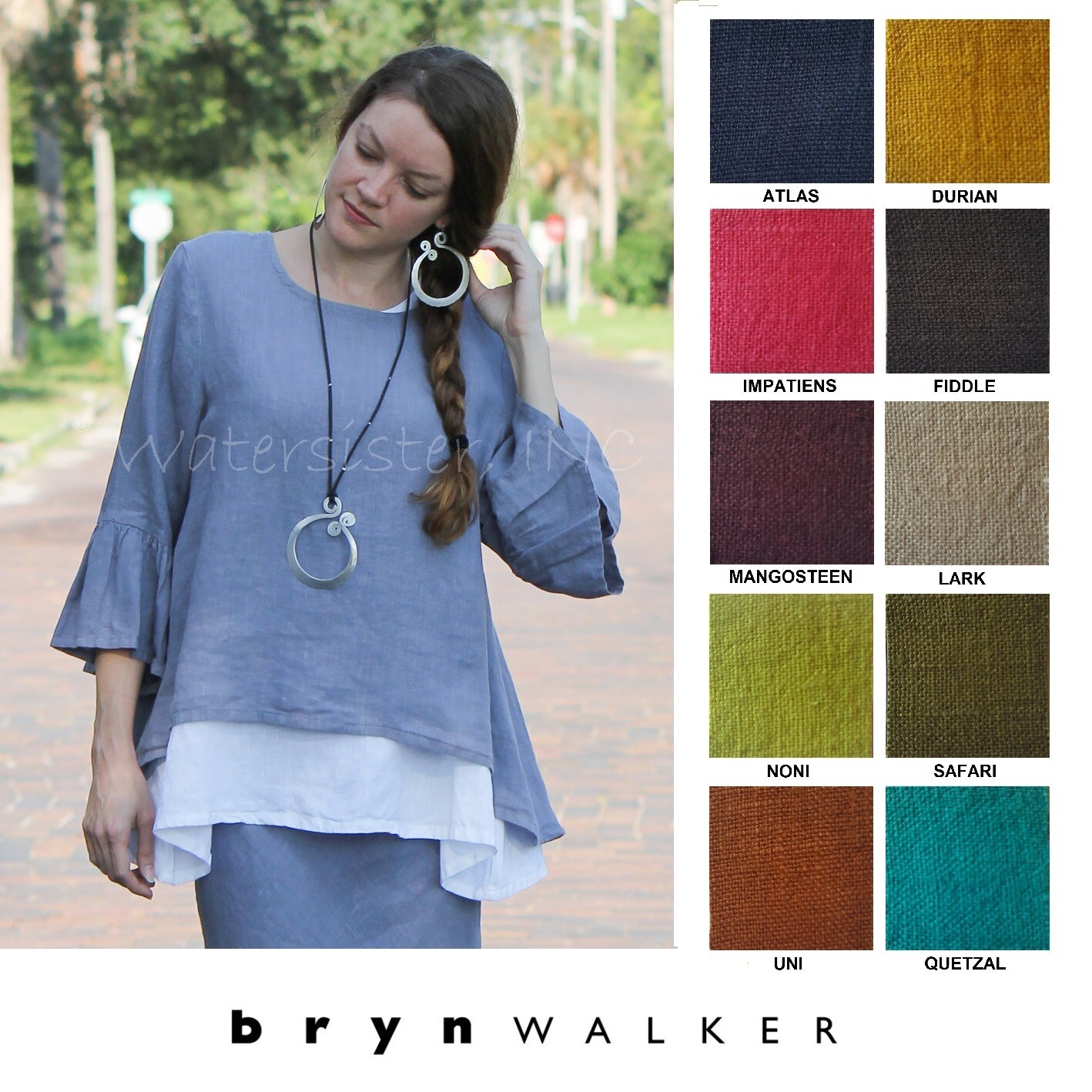 BRYN WALKER Light Linen FRAN SHIRT A-Line Top Bell Sleeves XS S M L XL COLORS
