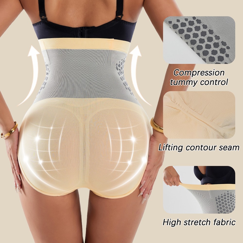 High Waist Tummy Control Briefs Honeycomb Compression Waist Trainer Shaper