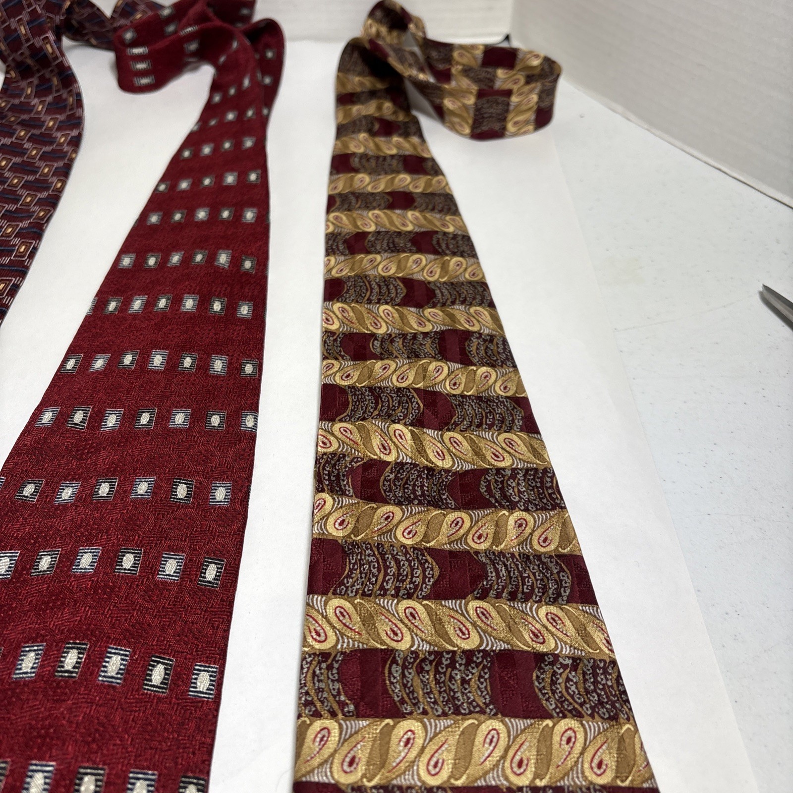 3 Joseph A Banks Ties 57- 60 Inch Classic 100% Silk Prominent Color Red