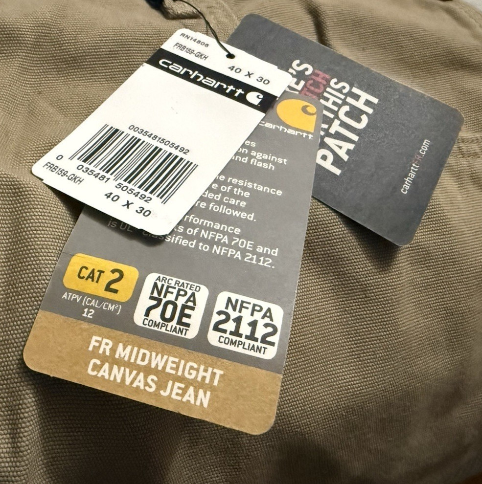 Carhartt FR Flame Resistant Canvas Cargo Workwear Pants Men 40 X 30 Tan Pockets