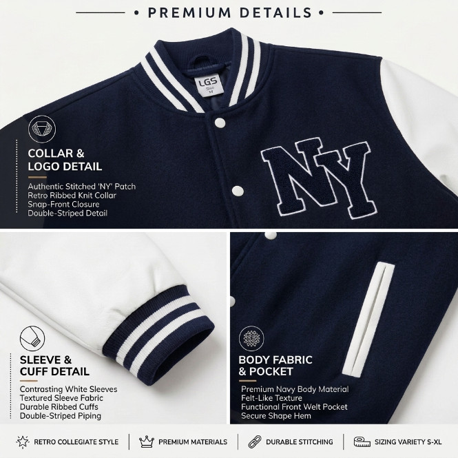 Mens Boys Varsity Jacket Pack of 2 New York NY Letterman Bomber S-XL