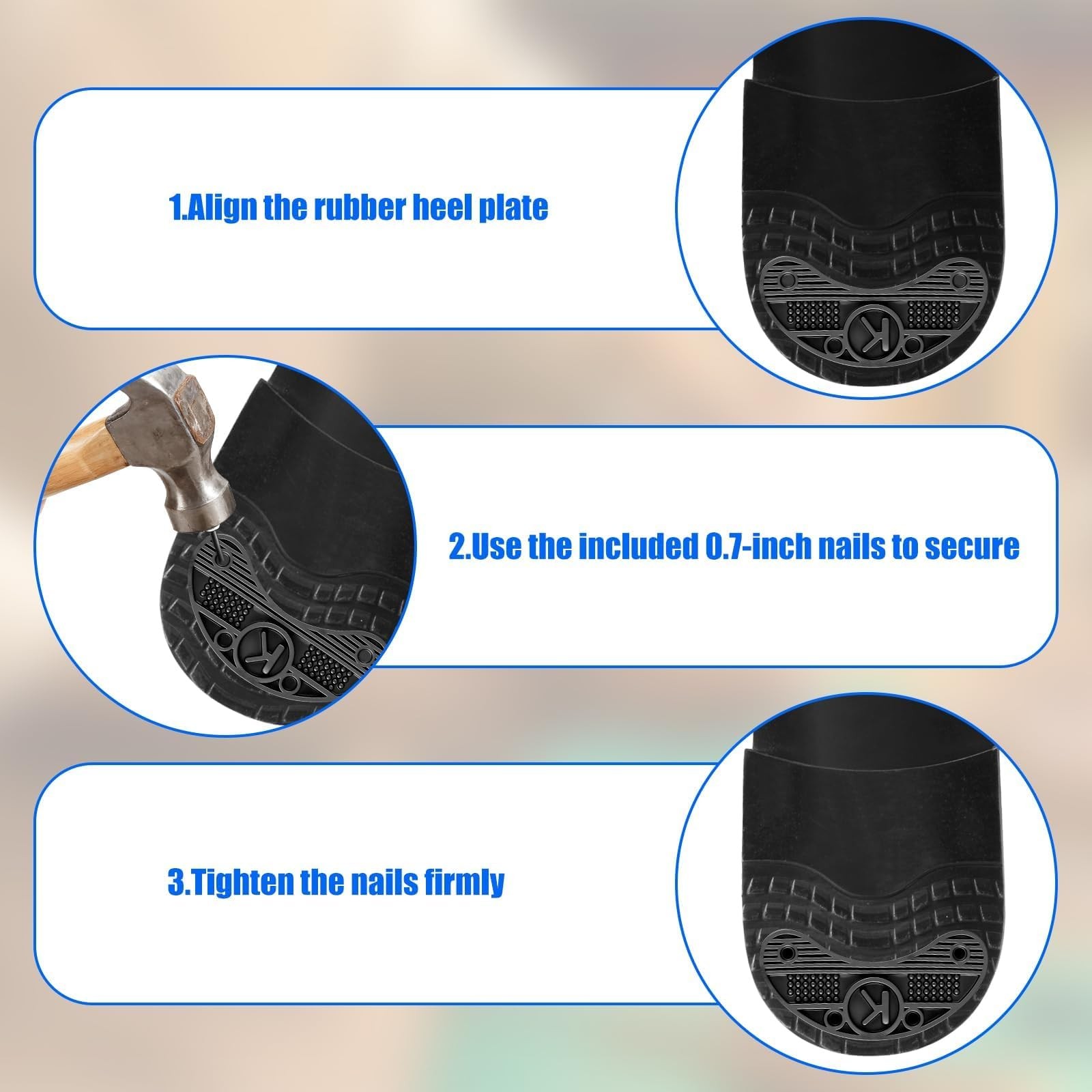 ECNHIVE 40 Pcs Heel Taps, Black Heel Shoe Taps for Heels with 160 Nails