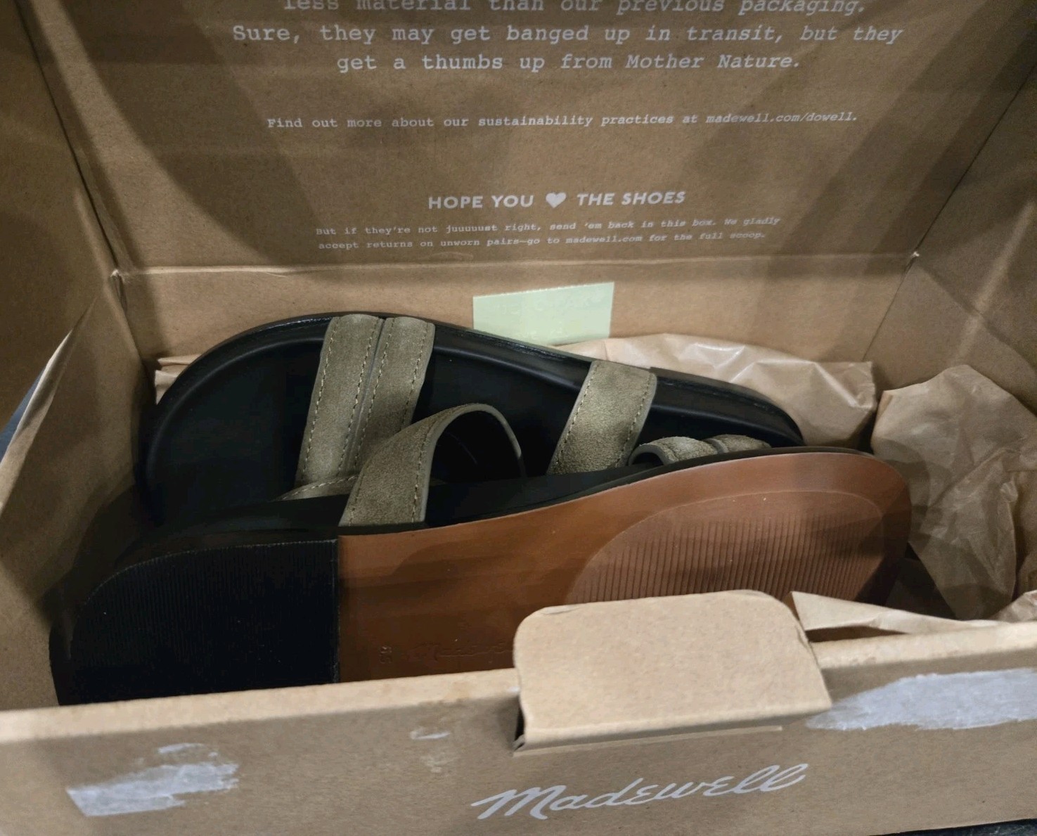 Madewell The Caro Ankle-Wrap SandalsSuede Aged Olive Sz 5.5 New In Box