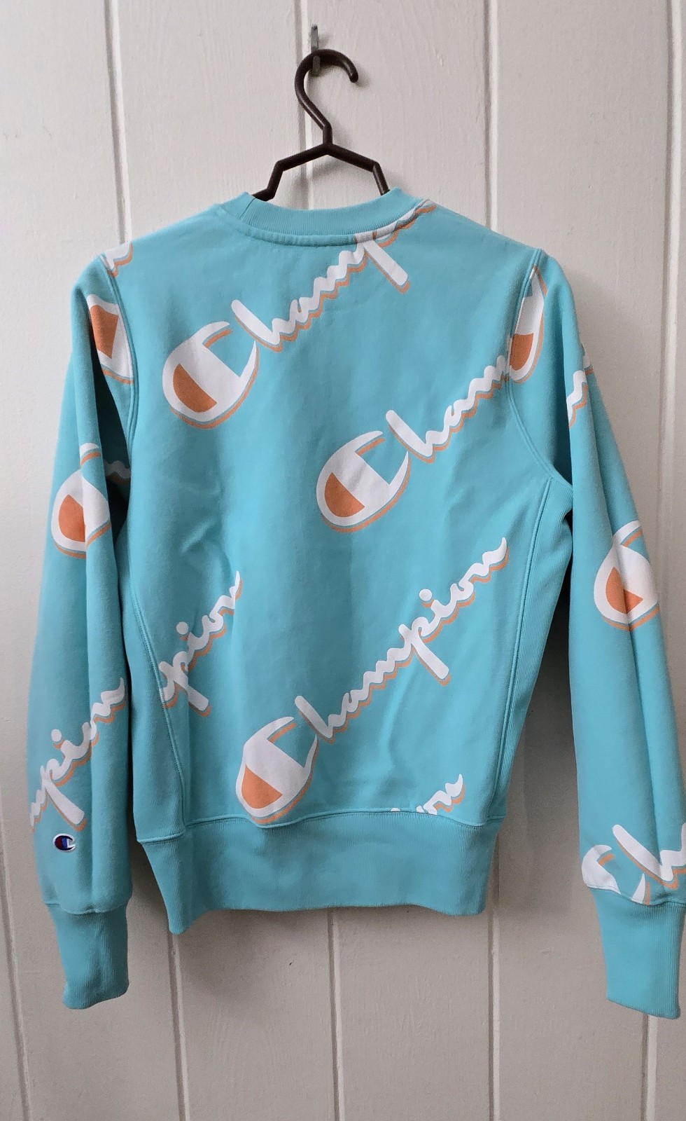 ​Champion Reverse Weave Sweatshirt Men’s Size Small Turquoise All Over Print New