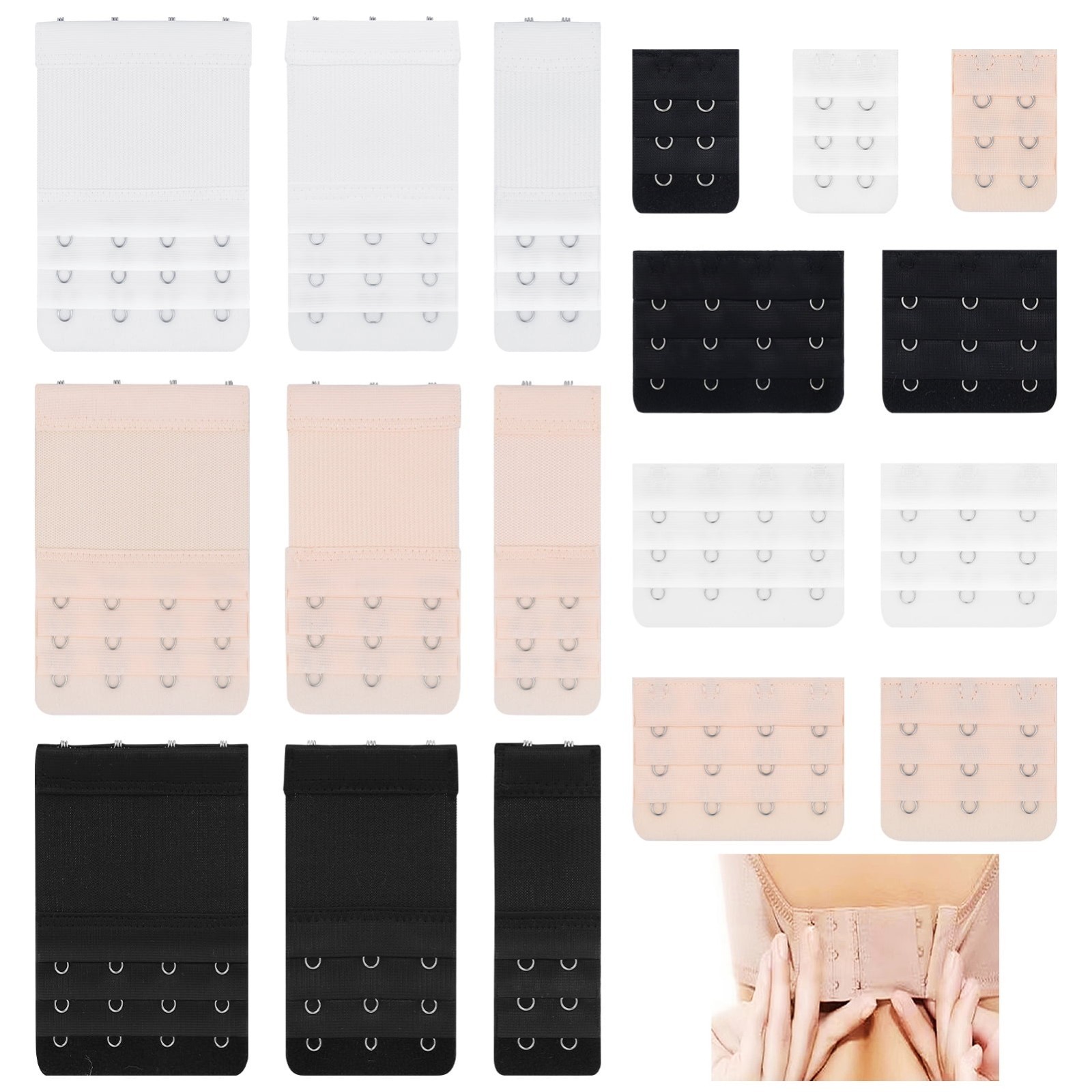 3ROW 2,3,4 Hook Bra Extender Extension Bra Strap Strapless Underwear Maternity